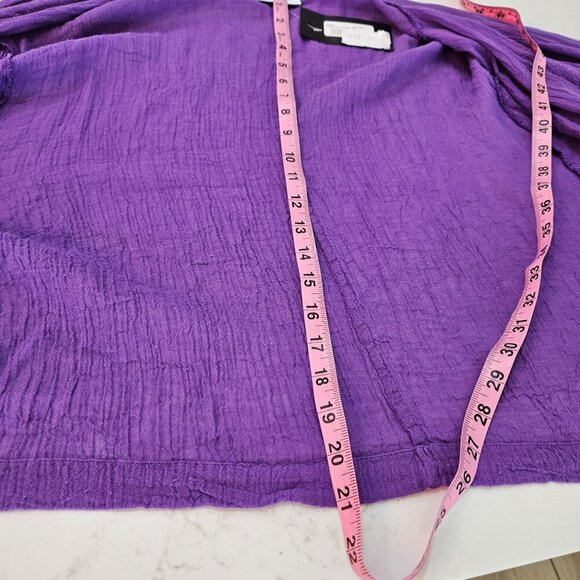 NEW Bryn Walker Isabella Aurora Gauze Top Jacket 3X Purple Cotton Tie Front Boho - Picture 12 of 15